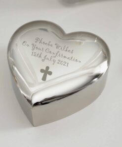 Personalised Cross Heart Trinket Box