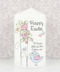 Personalised Daffodil Chick Easter Pillar Candle