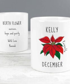 Personalised December Birth Flower – Poinsetta Mug