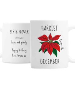 Personalised December Birth Flower – Poinsetta Mug