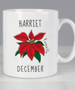 Personalised December Birth Flower – Poinsetta Mug