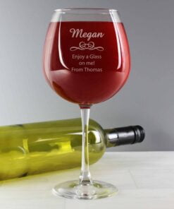 Personalised Decorative Bottle of Wine Glass