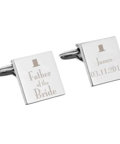 Personalised Decorative Wedding Father of the Bride Square Cufflinks