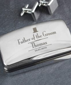 Personalised Decorative Wedding father of the Groom Cufflink Box