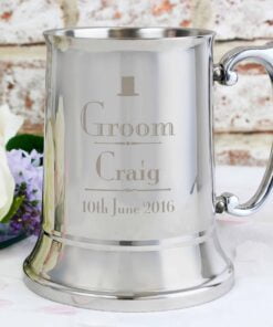 Personalised Decorative Wedding Groom Stainless Steel Tankard