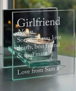 Personalised Definition Mirrored Glass Tea Light Candle Holder