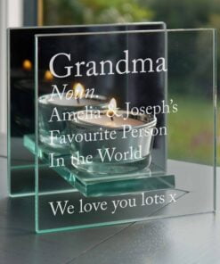 Personalised Definition Mirrored Glass Tea Light Candle Holder