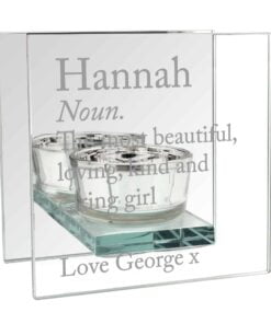 Personalised Definition Mirrored Glass Tea Light Candle Holder