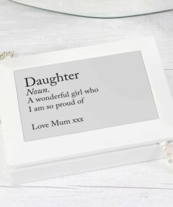 Personalised Definition White Wooden Jewellery Box