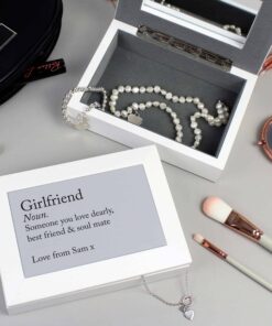 Personalised Definition White Wooden Jewellery Box