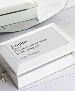 Personalised Definition White Wooden Jewellery Box