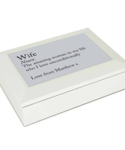 Personalised Definition White Wooden Jewellery Box