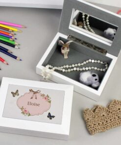 Personalised Delicate Butterfly White Jewellery Box