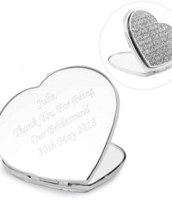 Personalised Diamante Heart Compact Mirror