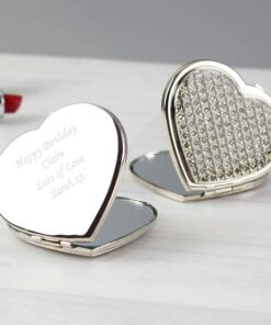 Personalised Diamante Heart Compact Mirror
