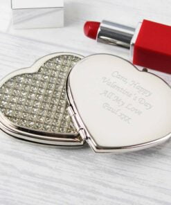 Personalised Diamante Heart Compact Mirror