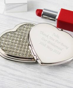 Personalised Diamante Heart Compact Mirror