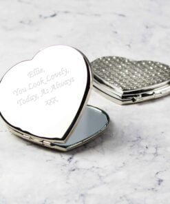 Personalised Diamante Heart Compact Mirror