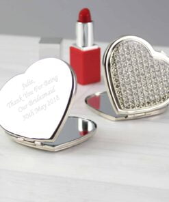 Personalised Diamante Heart Compact Mirror