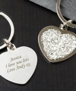 Personalised Diamante Heart Keyring