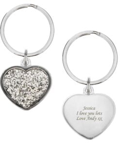 Personalised Diamante Heart Keyring