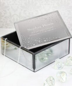 Personalised Diamante Name & Message Glass Trinket Box