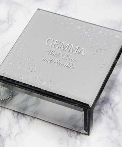 Personalised Diamante Name & Message Glass Trinket Box