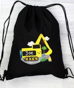 Personalised Digger Black Swim & Kit Bag
