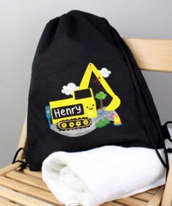 Personalised Digger Black Swim & Kit Bag