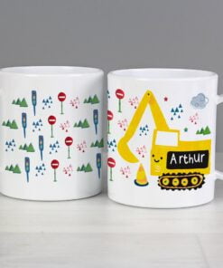 Personalised Digger Plastic Mug