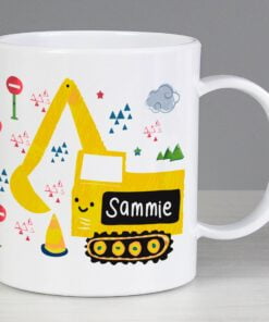 Personalised Digger Plastic Mug