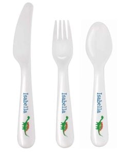Personalised Dinosaur 3 Piece Plastic Cutlery Set