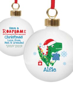 Personalised Dinosaur ‘Have a Roarsome Christmas’ Bauble