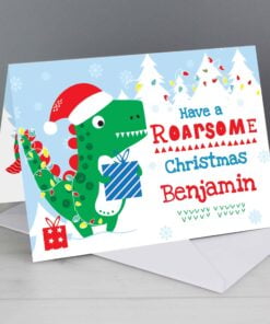 Personalised Dinosaur ‘Have a Roarsome Christmas’ Card