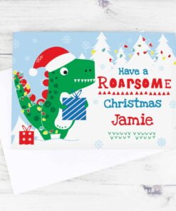 Personalised Dinosaur ‘Have a Roarsome Christmas’ Card