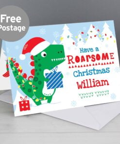 Personalised Dinosaur ‘Have a Roarsome Christmas’ Card