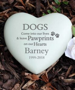 Personalised Dog Pawprints Heart Memorial