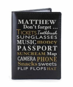 Personalised Dont Forget… Black Passport Holder