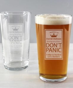 Personalised Dont Panic Pint Glass