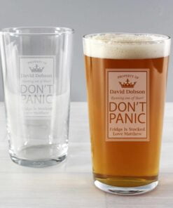 Personalised Dont Panic Pint Glass