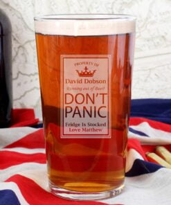 Personalised Dont Panic Pint Glass