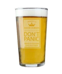 Personalised Dont Panic Pint Glass