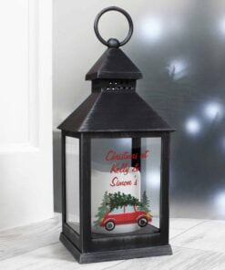 Personalised ‘Driving Home For Christmas’ Rustic Black Lantern