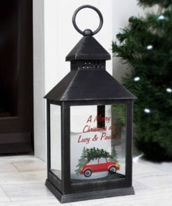 Personalised ‘Driving Home For Christmas’ Rustic Black Lantern