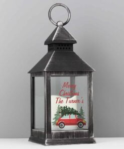 Personalised ‘Driving Home For Christmas’ Rustic Black Lantern