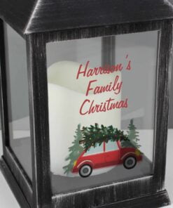 Personalised ‘Driving Home For Christmas’ Rustic Black Lantern