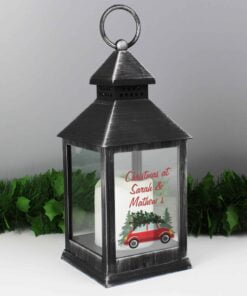 Personalised ‘Driving Home For Christmas’ Rustic Black Lantern