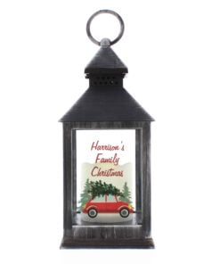 Personalised ‘Driving Home For Christmas’ Rustic Black Lantern