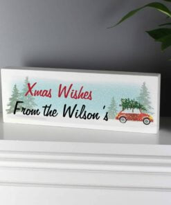 Personalised ‘Driving Home For Christmas’ Wooden Block Sign