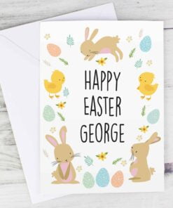 Personalised Easter Bunny & Chick Card
